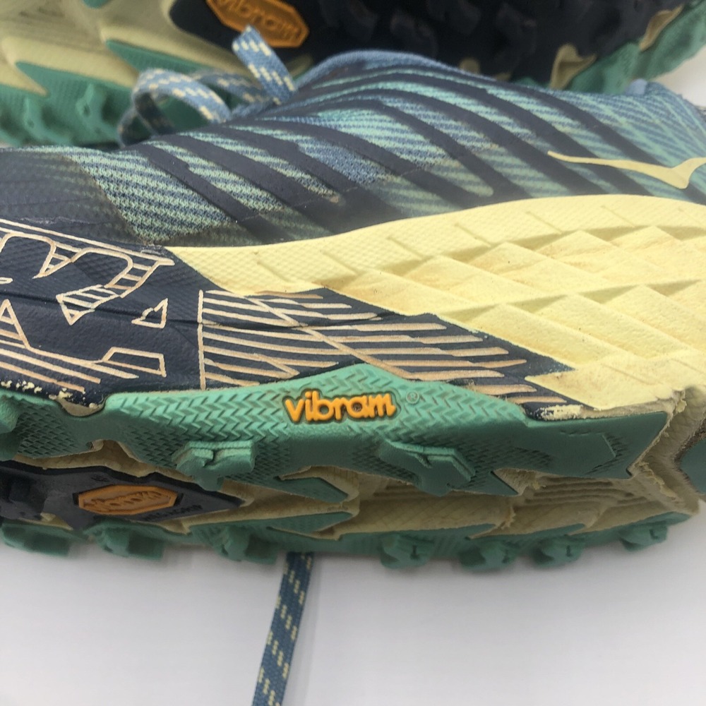 Hoka One Womens Running Shoes W Speedgoat 4 Size 9B Joggers Blue Yellow Vibram - Picture 15 of 16